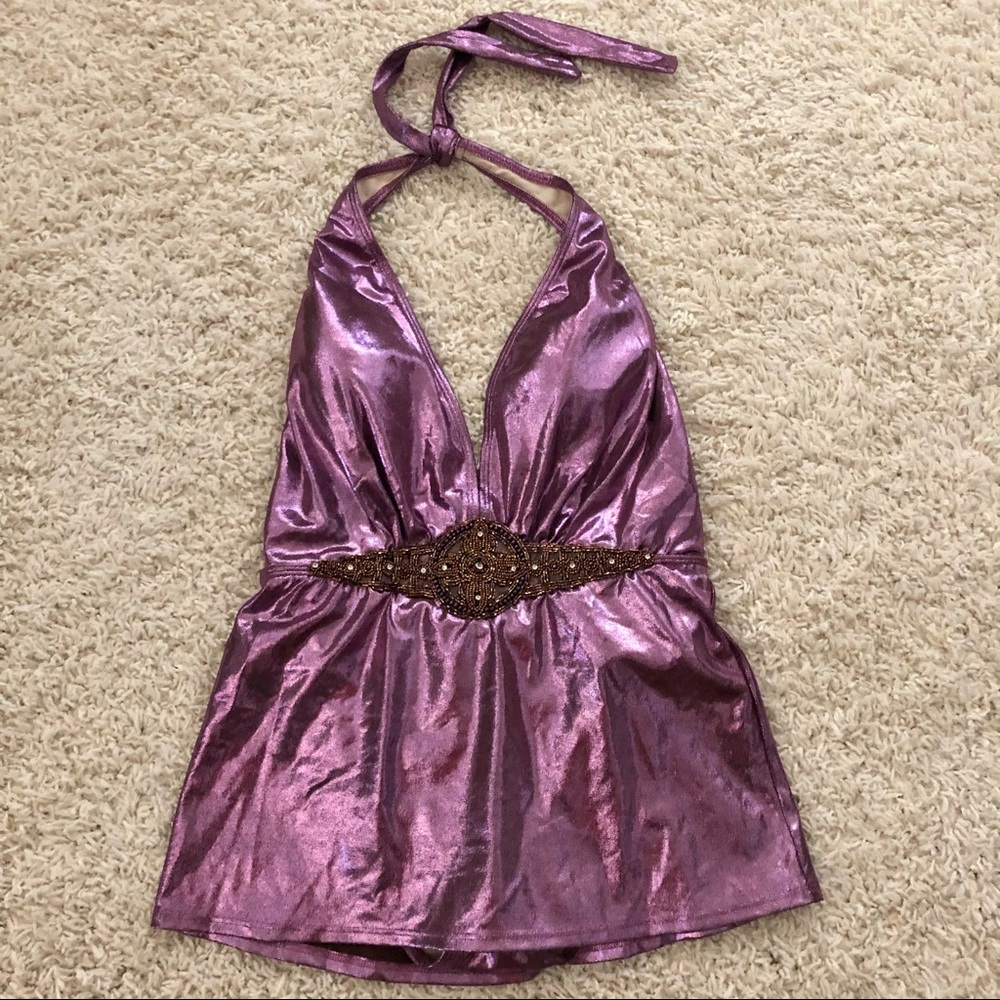 Shape FX Metallic Purple One Piece Swim Suit